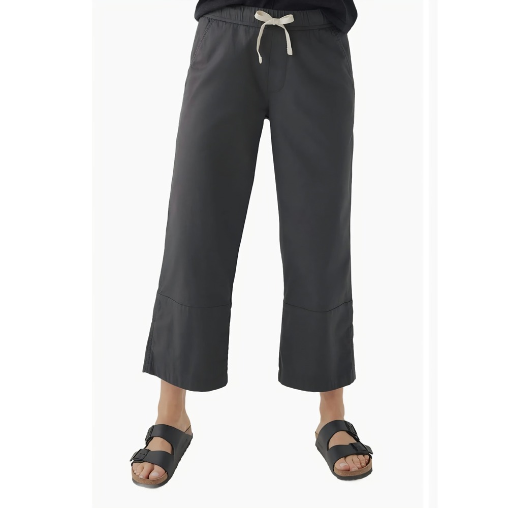 Pact Daily Twill Crop Pants Women's Large Gray Organic Cotton Wide Leg